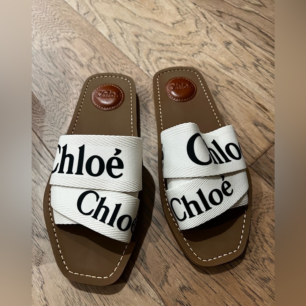 Beige Chloe Woody Sandals